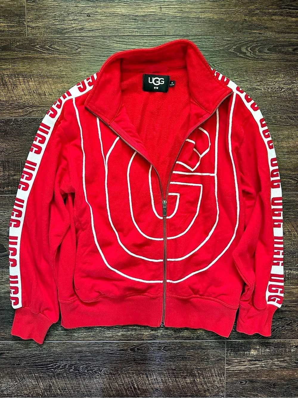 UGG Red & White Zip Jacket XS Like New
